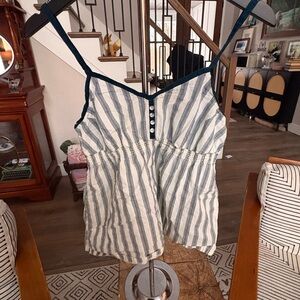 Ambrielle Blue and White Striped Tank Top